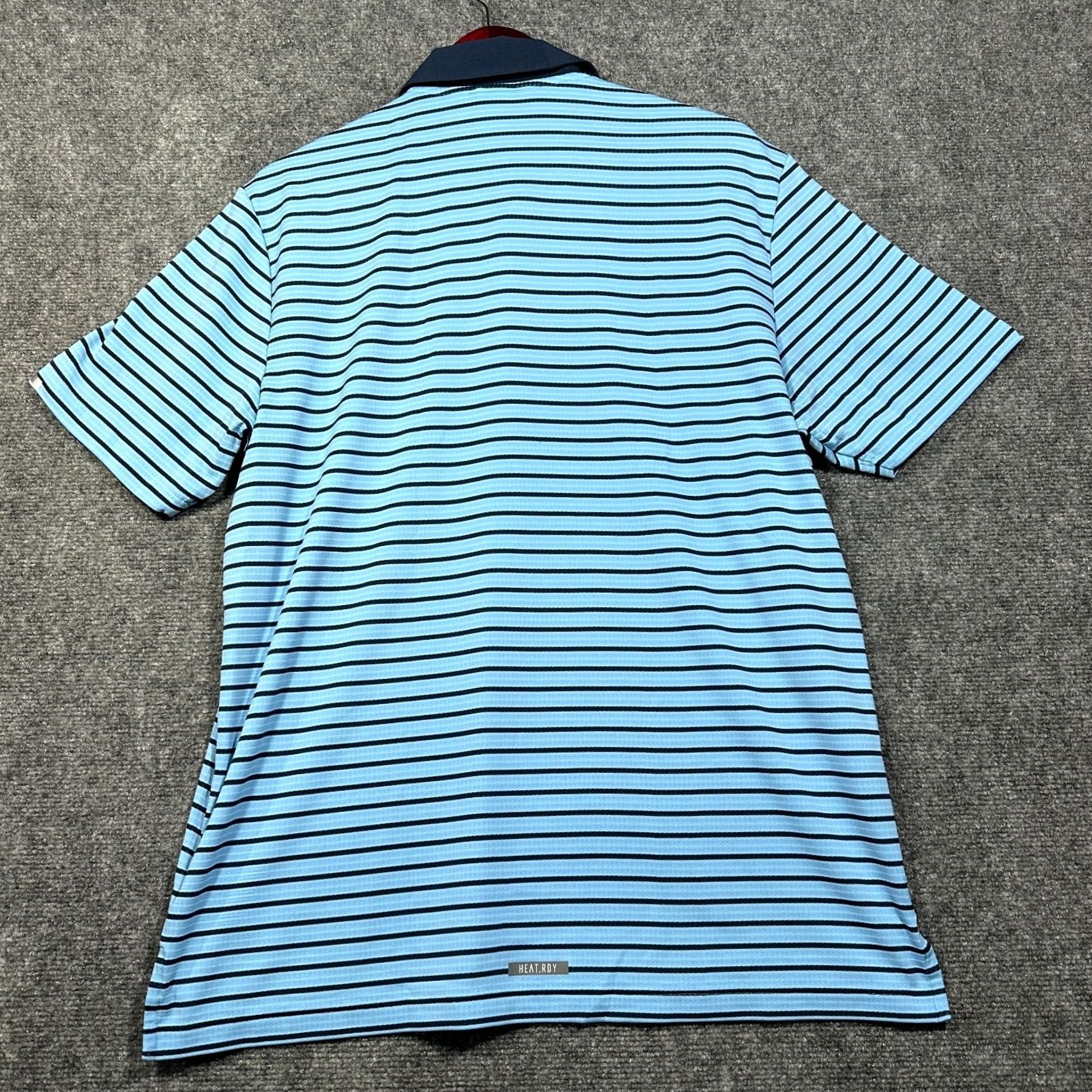 Adidas Adidas Polo Shirt Mens Large Heat RDY Blue Stripe Reflective Short Sleeve Golf Shirt Size US L / EU 52-54 / 3 - 7 Thumbnail
