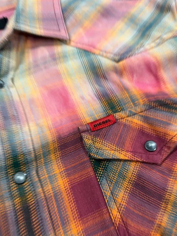 Diesel Diesel Summer Bleached Effect Western Checked Pink Shirt Size US M / EU 48-50 / 2 - 7 Thumbnail