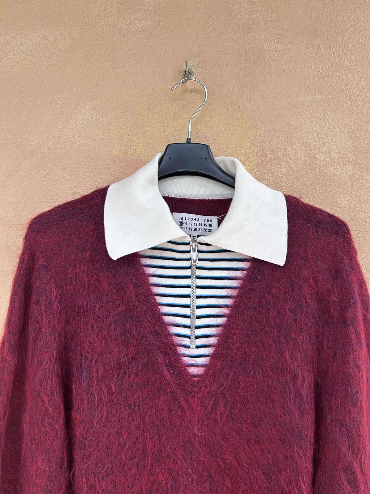 Maison Margiela RED wool stripe zip sweater knit for Men S rick owens NEW Size US S / EU 44-46 / 1 - 3 Thumbnail