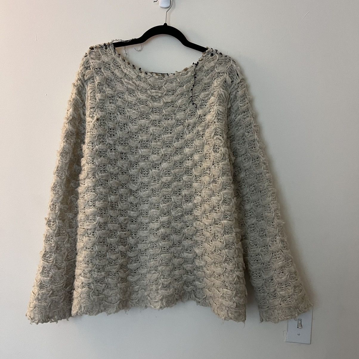 Acne Studios Acne Studios Off White Distressed Embellished Sweater Size US M / EU 48-50 / 2 - 3 Thumbnail