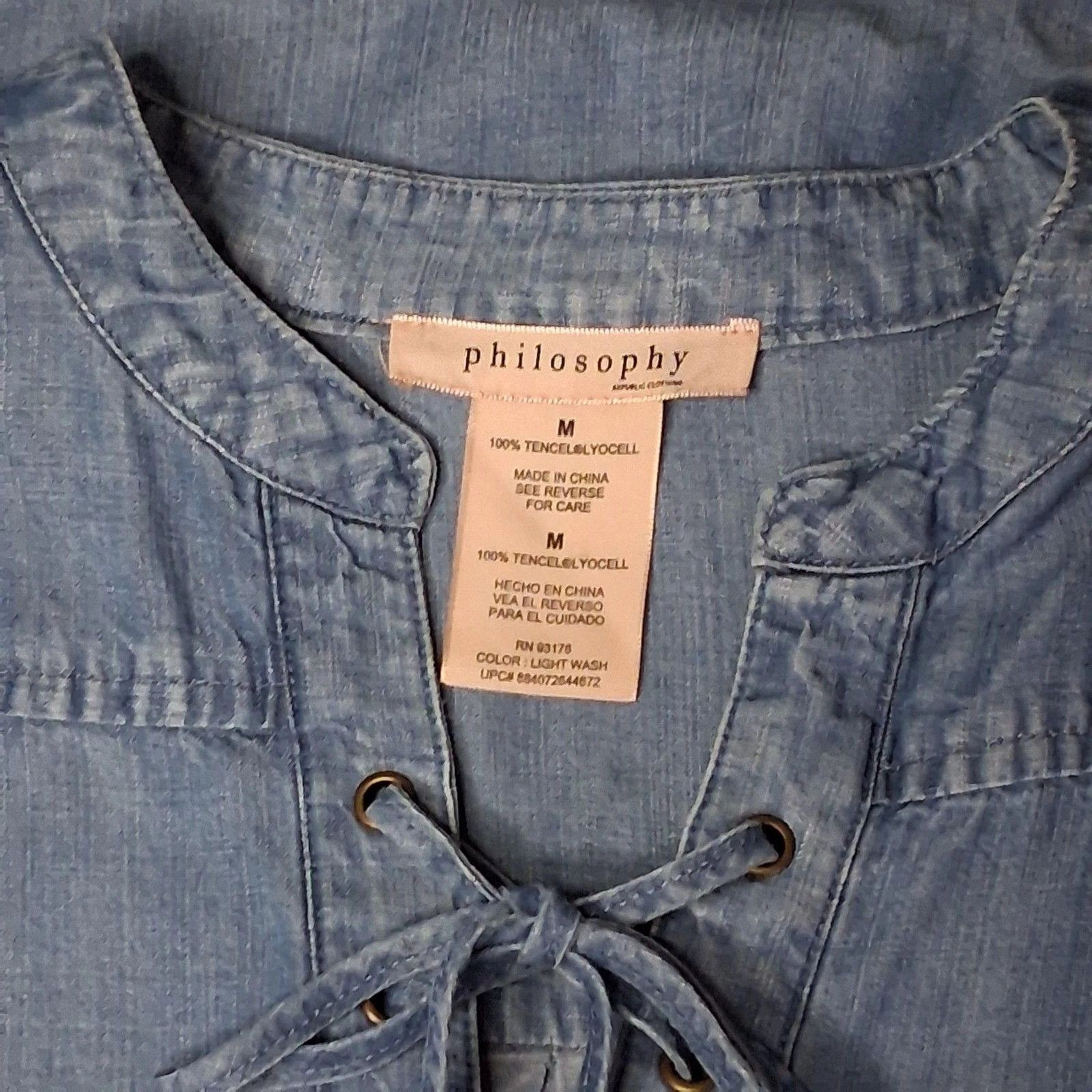 Other Philosophy Republic Blue Chambray Lace Up Shift Pockets Size M / US 6-8 / IT 42-44 - 3 Thumbnail
