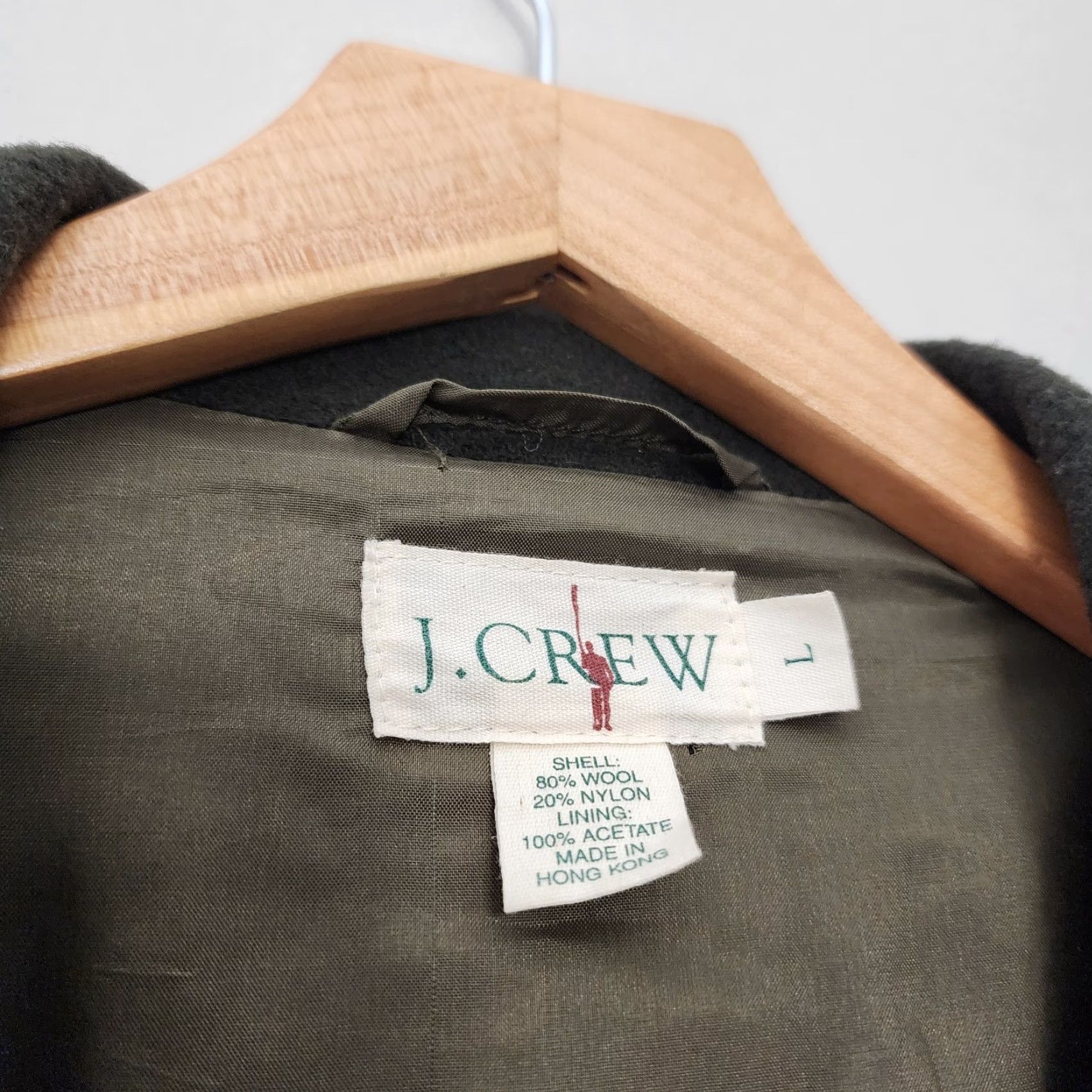 J.Crew VINTAGE J.CREW Blazer Coat Mens Large Wool Blend Green Jacket 90s Y2k Overcoat Mens Size 42R - 3 Thumbnail