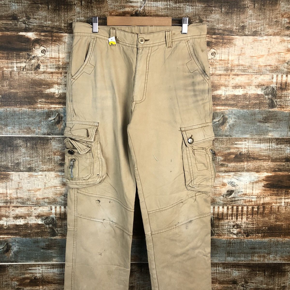Japanese Brand DL J’apeng Brown Cargo utility Multipocket Pants #C115 Size US 33 - 2 Thumbnail