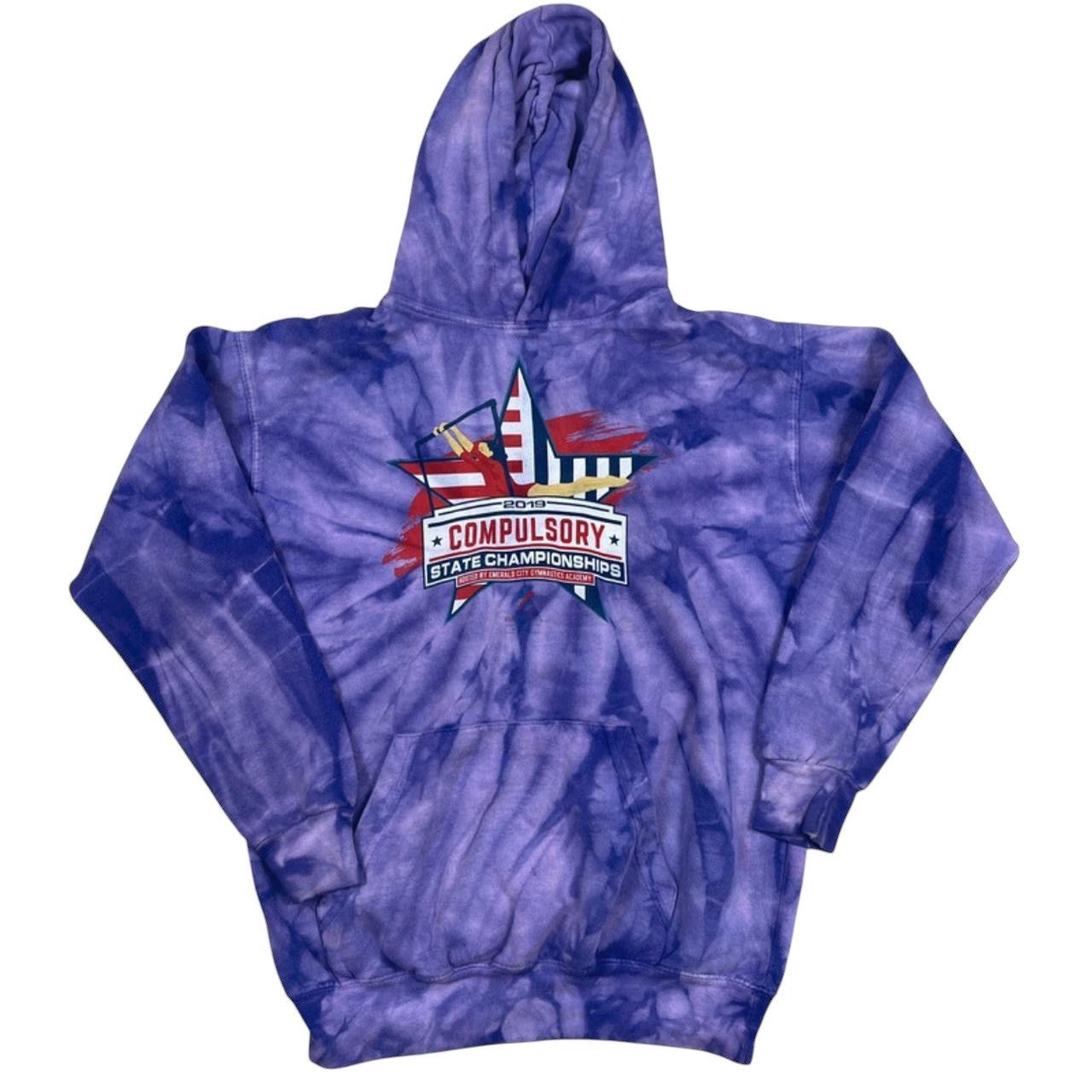 Vintage Tye Dye Purple Hoodie Compulsory State Championship USA Size M / US 6-8 / IT 42-44 - 1 Thumbnail