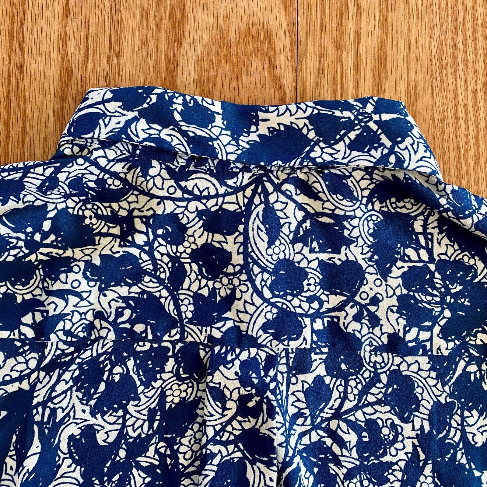 Ann Taylor Ann Taylor Blue Teal Floral Button Shirt Womens Medium Size M / US 6-8 / IT 42-44 - 9 Thumbnail