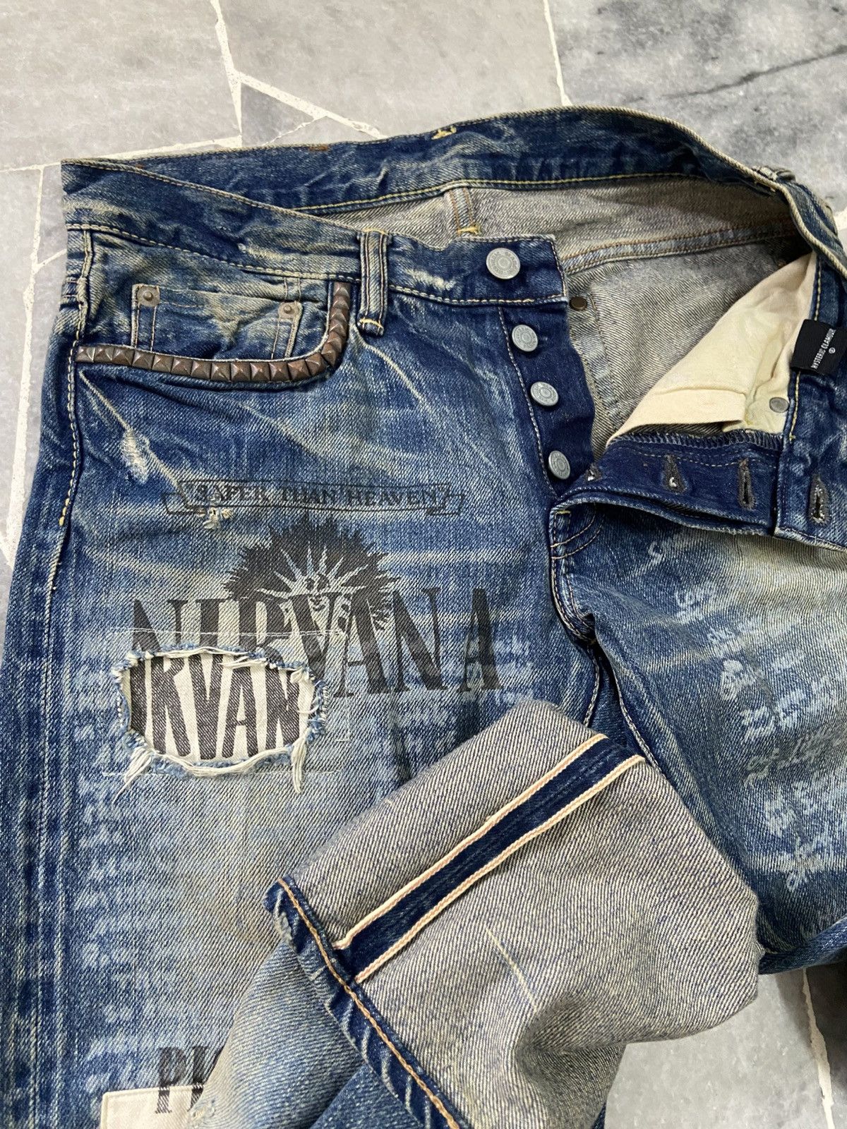 Hysteric Glamour Hysteric Glamour x Nirvana Y2K Studded Denim Jeans Size US 28 / EU 44 - 7 Thumbnail