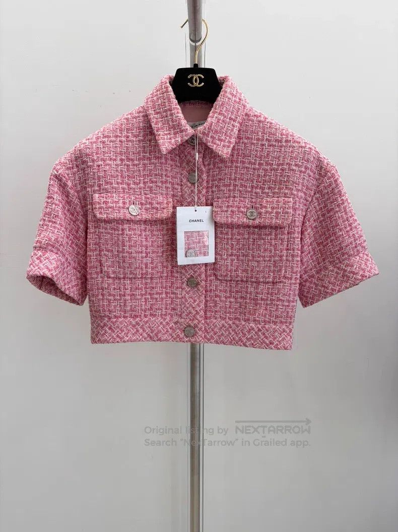 Chanel Chanel Early spring pink tweed short-sleeved jacket Size XS / US 0-2 / IT 36-38 - 1 Thumbnail