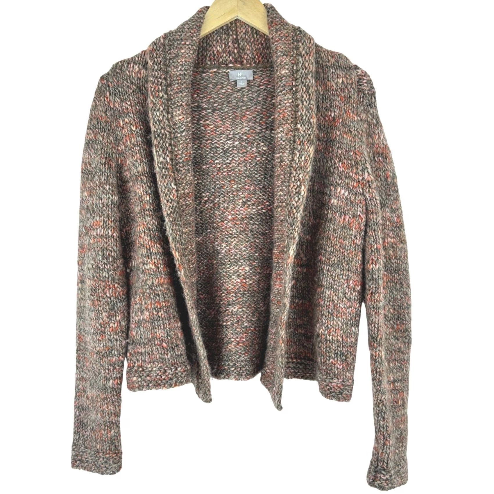 J. Jill J Jill Cardigan Wool Alpaca Knit Sweater Geometric Open Front Collared N/A Size M / US 6-8 / IT 42-44 - 2 Thumbnail