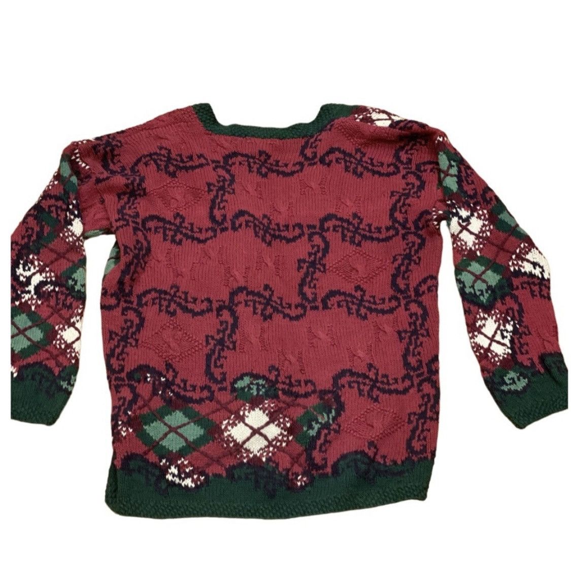 Vintage Vintage Oversized Chunky Cardigan Sweater Argyle Plaid L Red Size L / US 10 / IT 46 - 5 Thumbnail