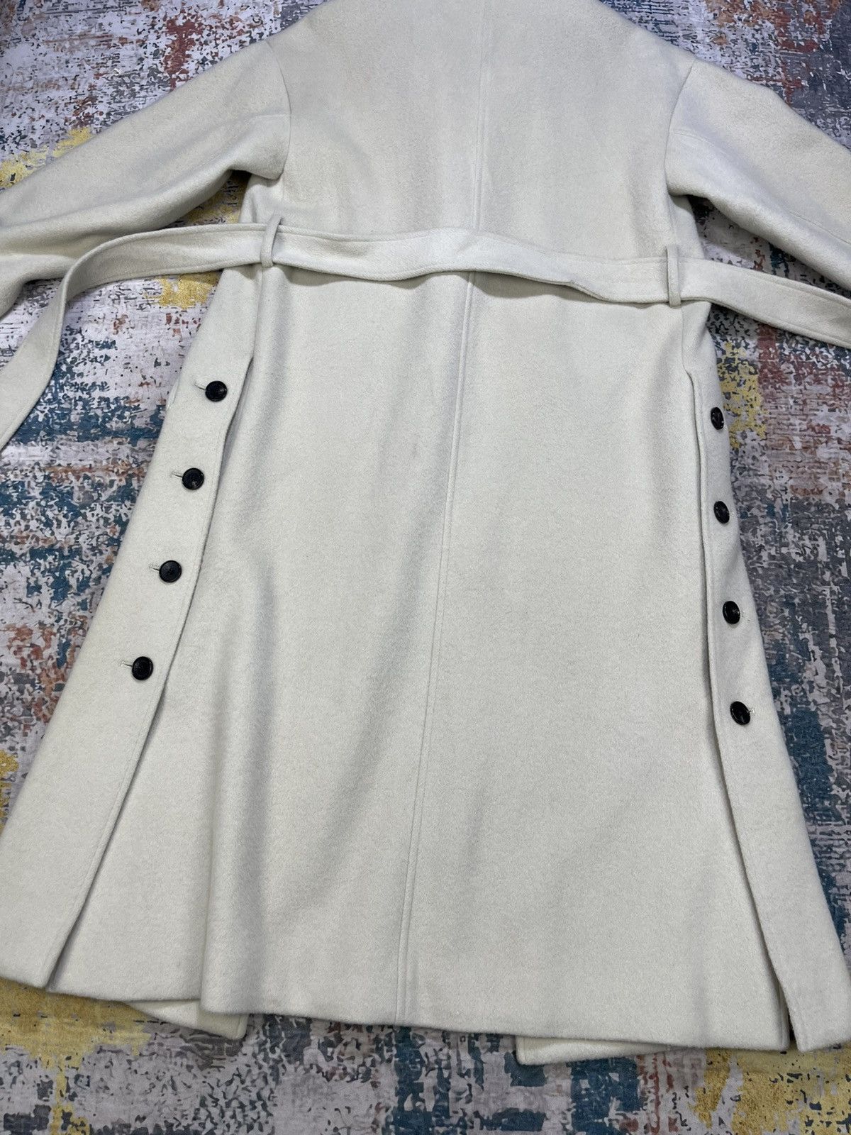 Japanese Brand United Tokyo Button Up Skirt Slit Belted Wool Coat Size XS / US 0-2 / IT 36-38 - 2 Thumbnail