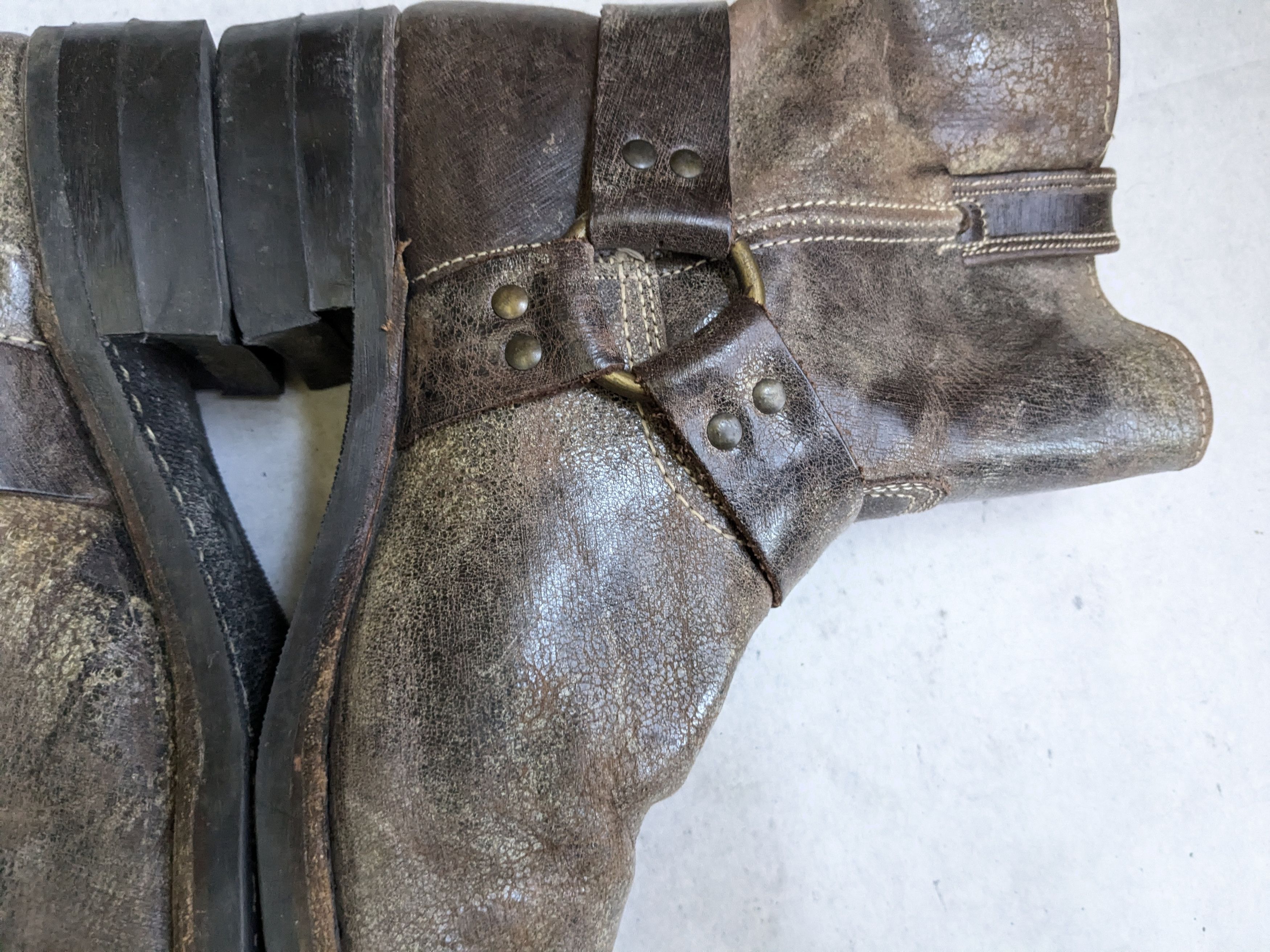 Frye Frye Harness Boots Brown Leather 11.5 M Leather Buckle Size US 11.5 / EU 44-45 - 15 Thumbnail