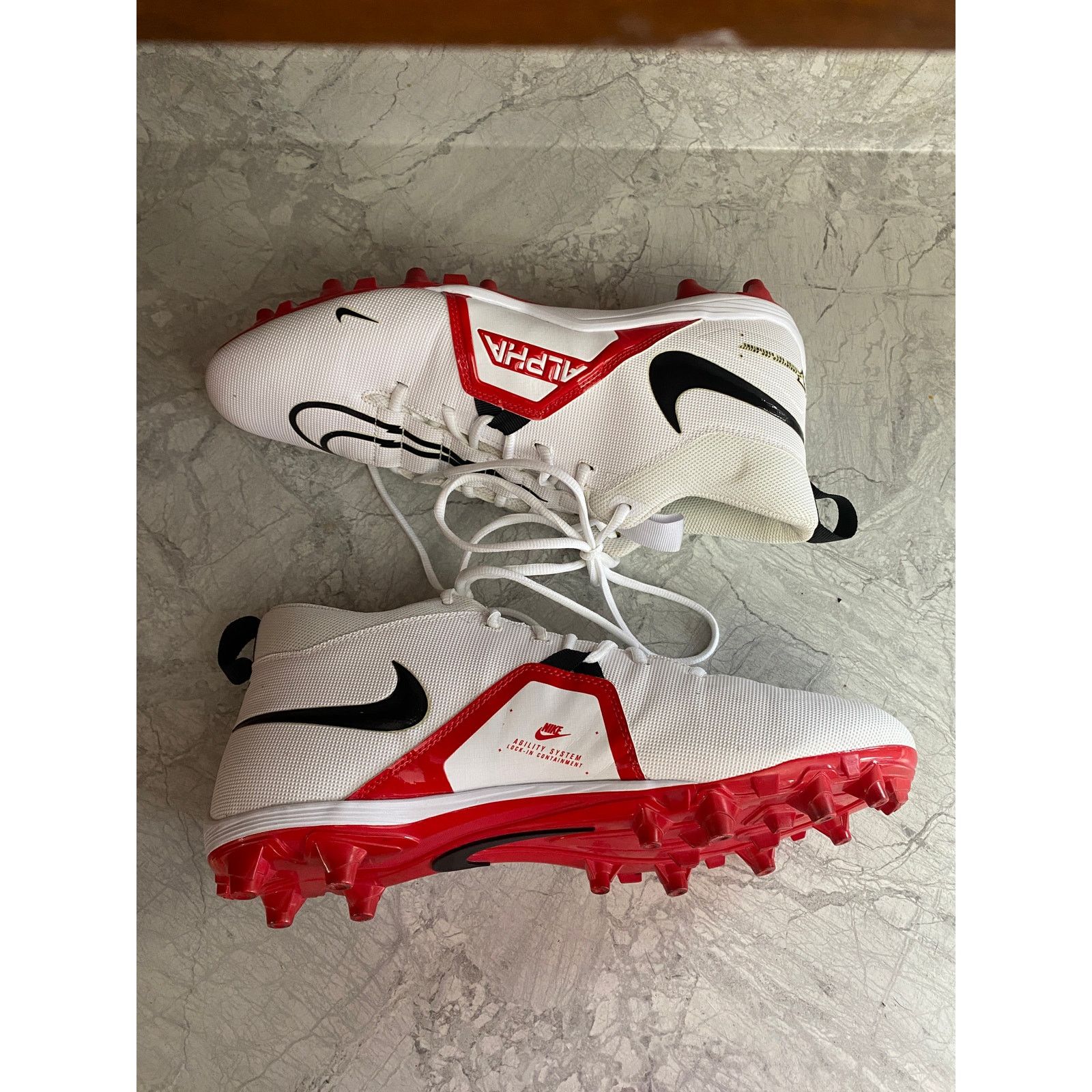 Nike Nike Alpha White, Black, and Red Football Cleats Size 13 Size US 13 / EU 46 - 6 Thumbnail