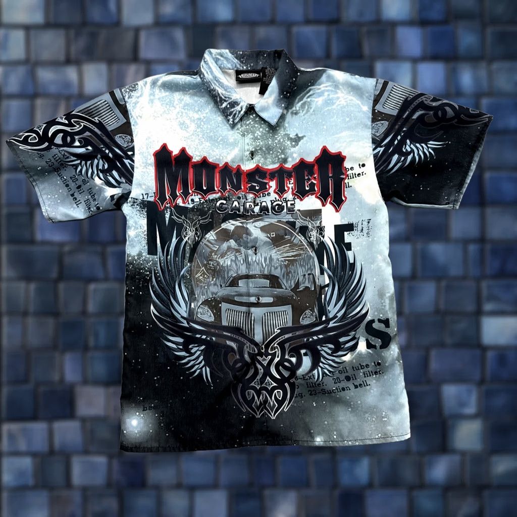 Garage Monster Garage Button Up All Over Graphic Short Sleeve Shirt Mens Size 16/18 Multicolorx Size US M / EU 48-50 / 2 - 1 Thumbnail