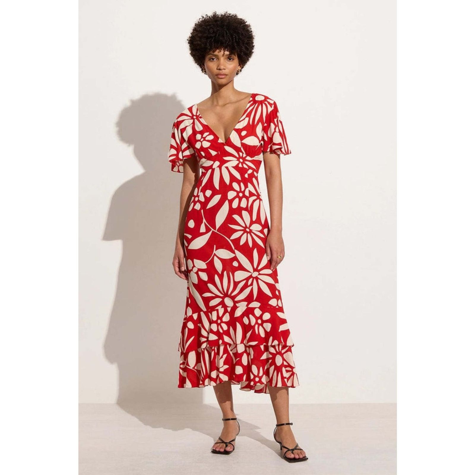 FAITHFULL NWT Faithfull The Brand San Isidro Mid Dress Floral Red Sz M |  Grailed