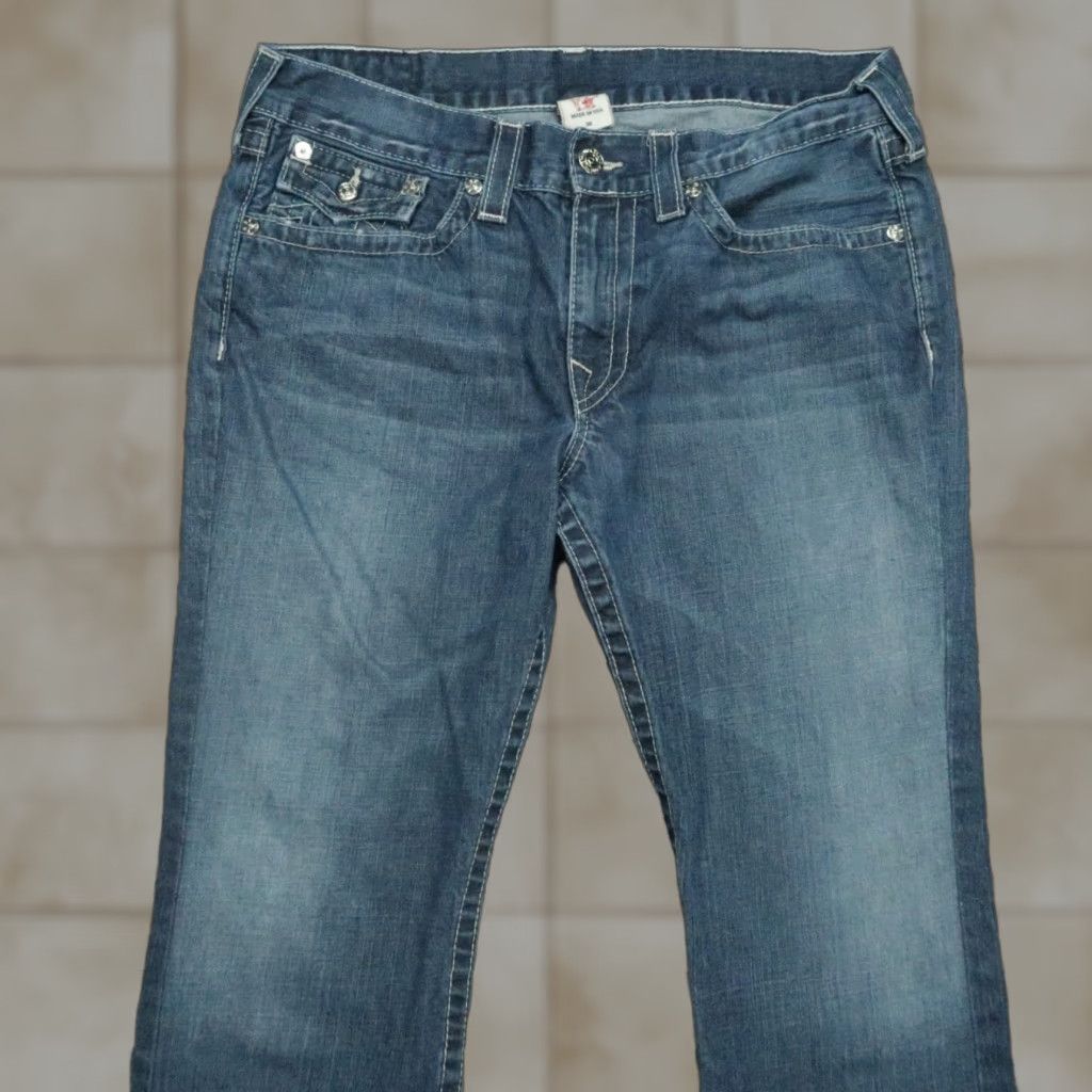 True Religion True Religion Jeans Mens 36x28 Blue Bootcut Raw Hem 5 Pocket Flaps Size US 36 / EU 52 - 1 Thumbnail