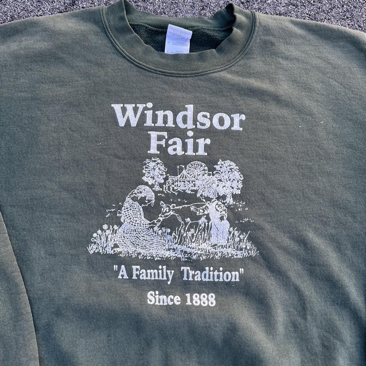 Vintage VINTAGE GREEN FADED "WINDSOR FAIR" GRAPHIC SWEATER Size US L / EU 52-54 / 3 - 6 Thumbnail