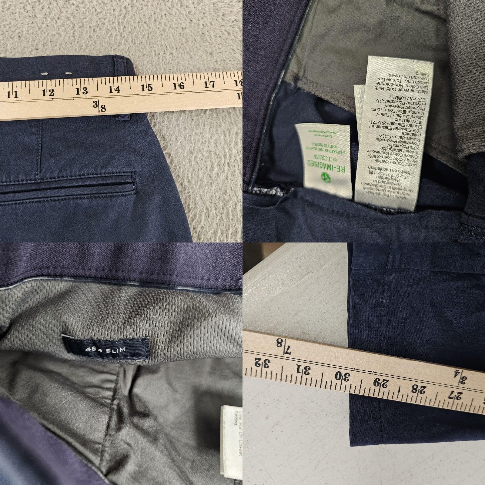 J.Crew J.Crew Mens Pants Chino Slim 29x30 Navy Blue 484 Tech Pant Performance Stretch Zip Front Pockets Size US 29 - 8 Thumbnail
