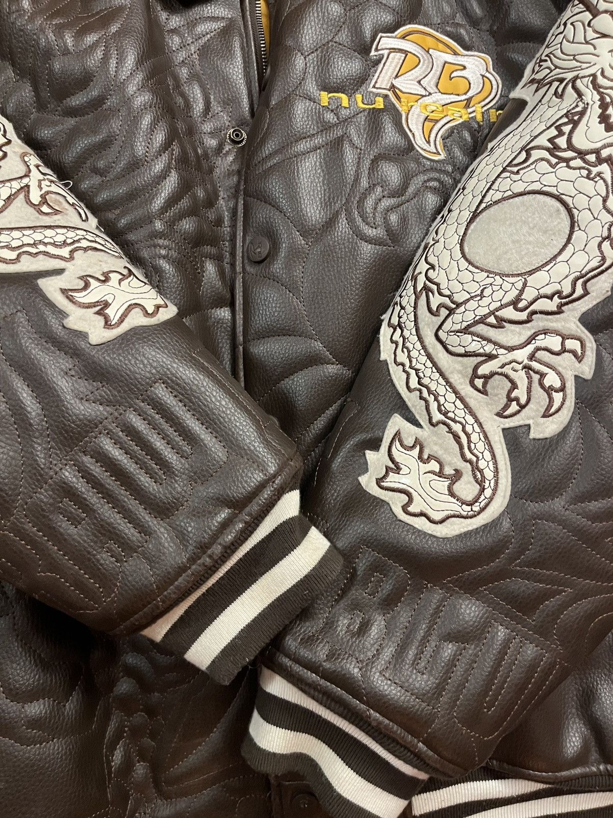Japanese Brand Raw Blue Nu Realms Leather Bomber Jacket Size US XL / EU 56 / 4 - 3 Thumbnail
