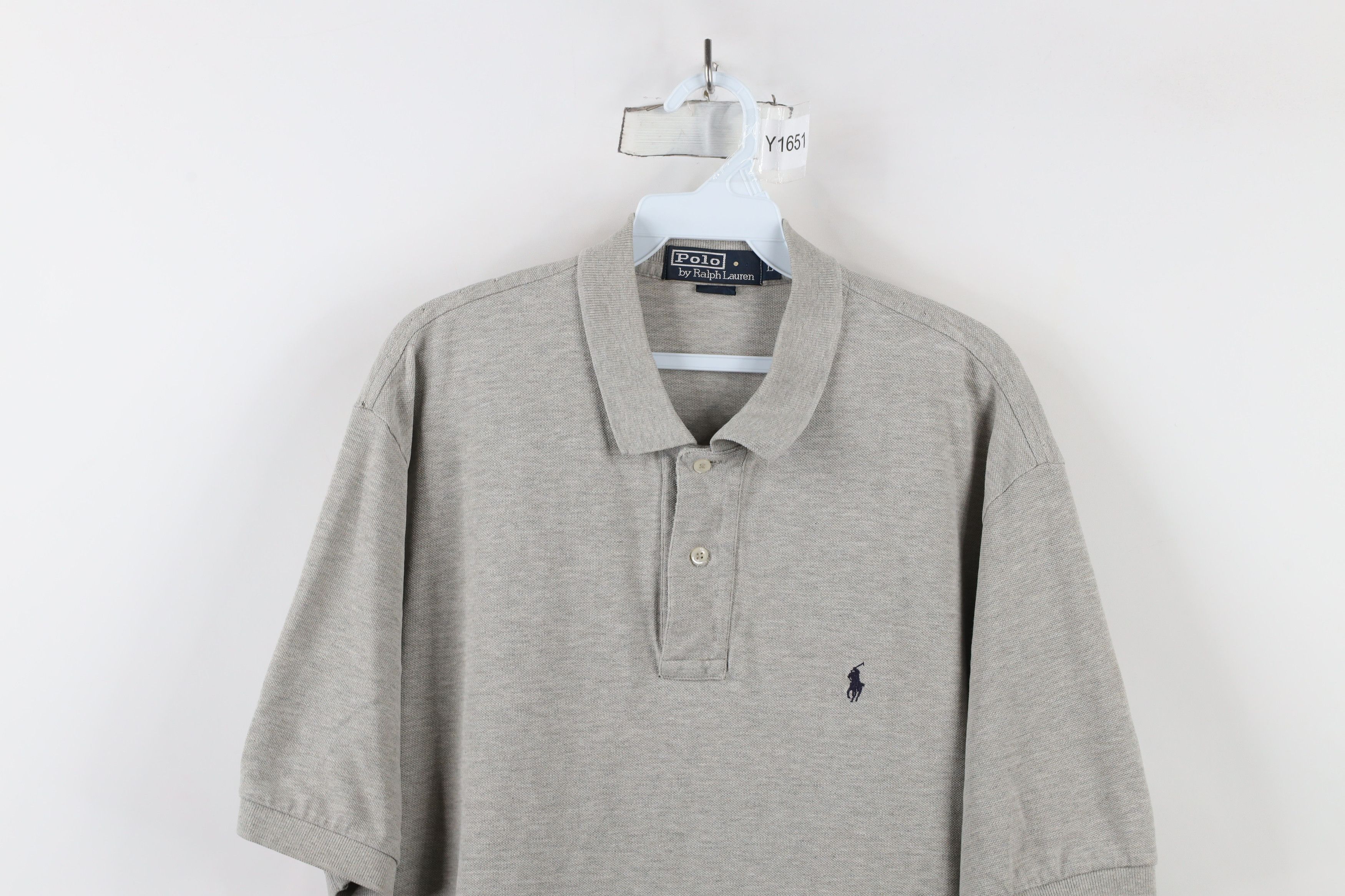 Ralph Lauren × Vintage Vintage 90s Ralph Lauren Pique Cotton Polo Shirt Gray Size US L / EU 52-54 / 3 - 2 Thumbnail