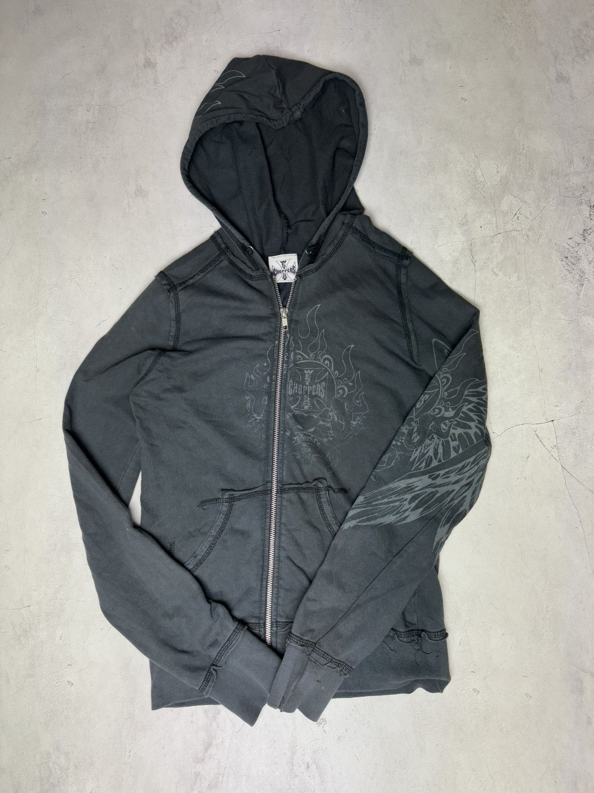 Vintage × West Coast Choppers West Coast Choppers Vintage Big Logo Washed Hoodie Size S / US 4 / IT 40 - 6 Thumbnail