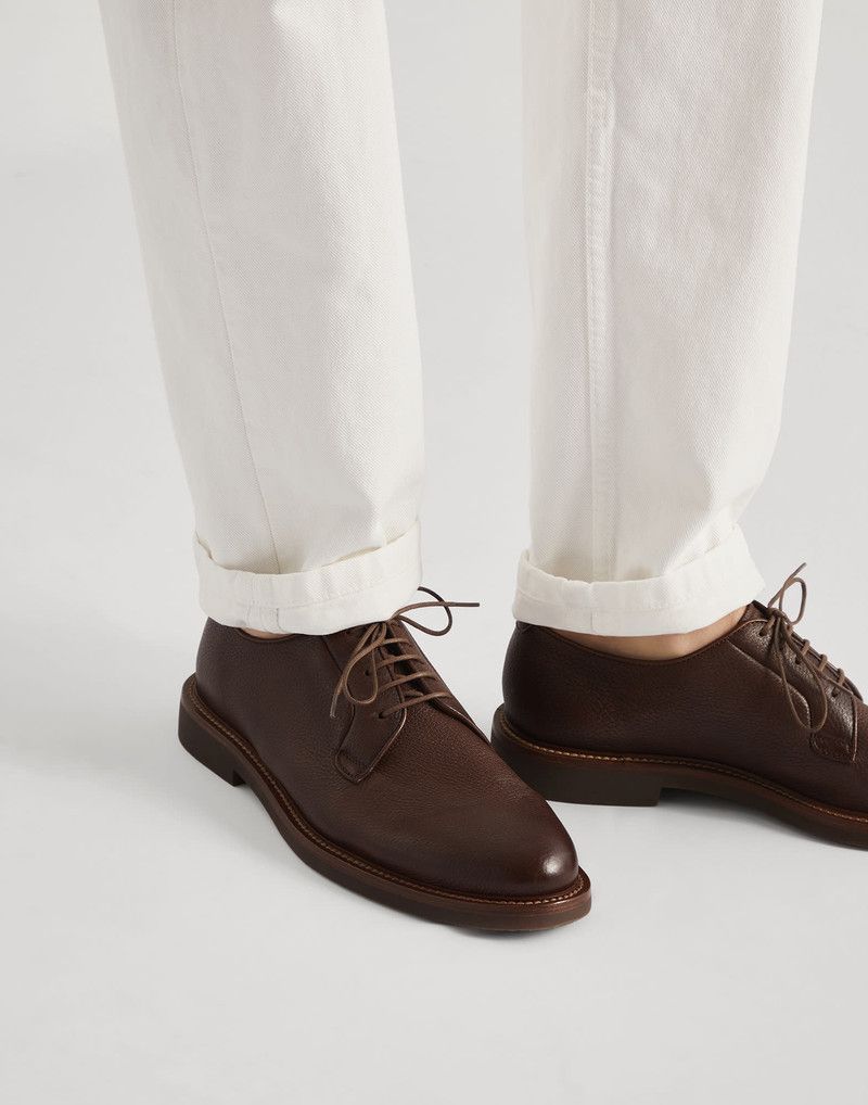 Brunello Cucinelli os11x0226 Délavé Deerskin Derbys Shoes In Brown Size US 10 / EU 43 - 5 Thumbnail