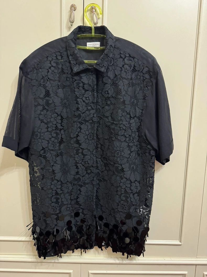 dries van noten Lace see-through sequin shirt 2505-Nextarro