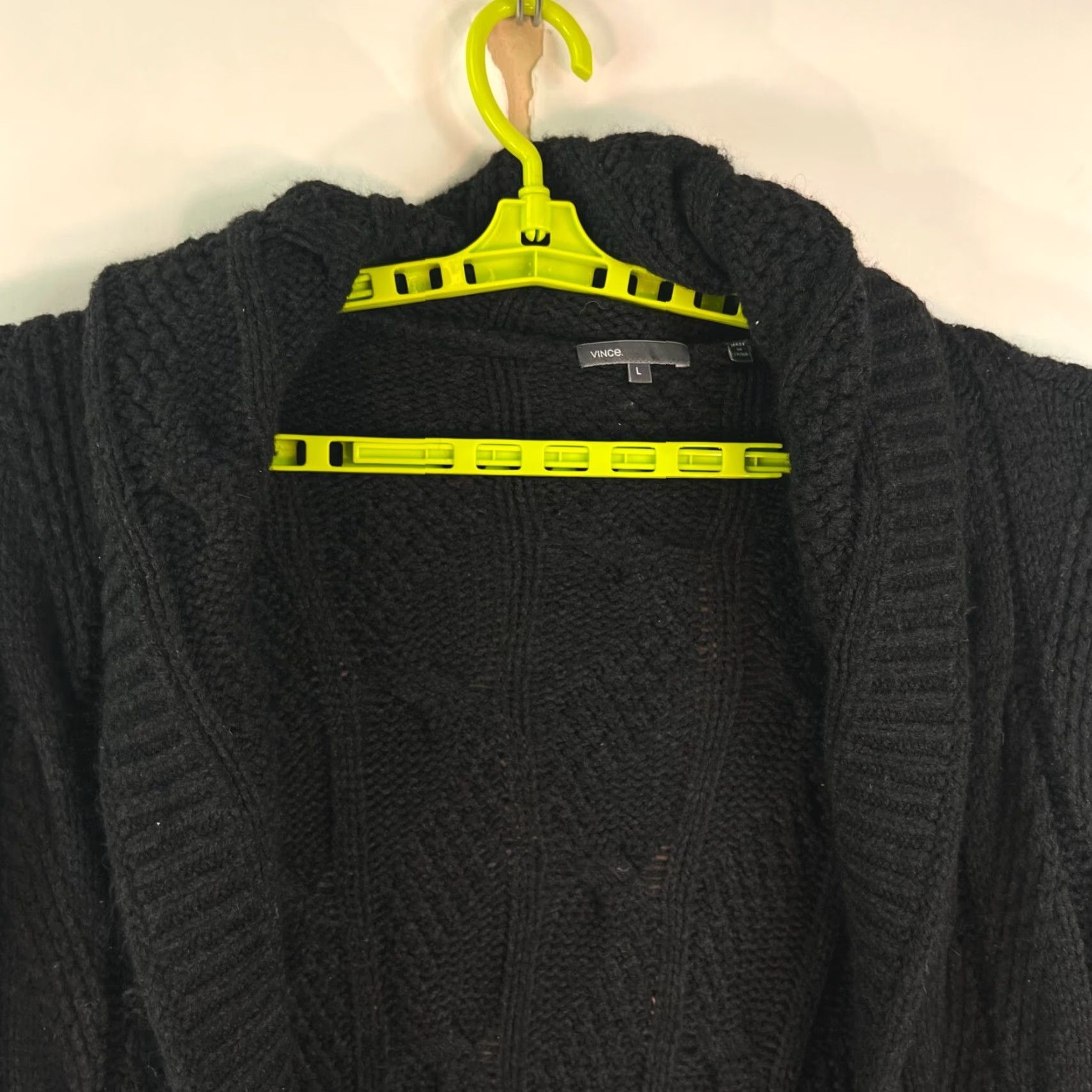 Vince Vince Cardigan Womens Sweater L Black Alpaca Wool Open Hooded Cable Knit Pockets Size L / US 10 / IT 46 - 2 Thumbnail
