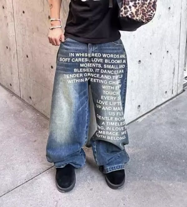 Japanese Brand × Vintage Streetwear Letter Printing Baggy Jeans Size US 30 / EU 46 - 1 Thumbnail