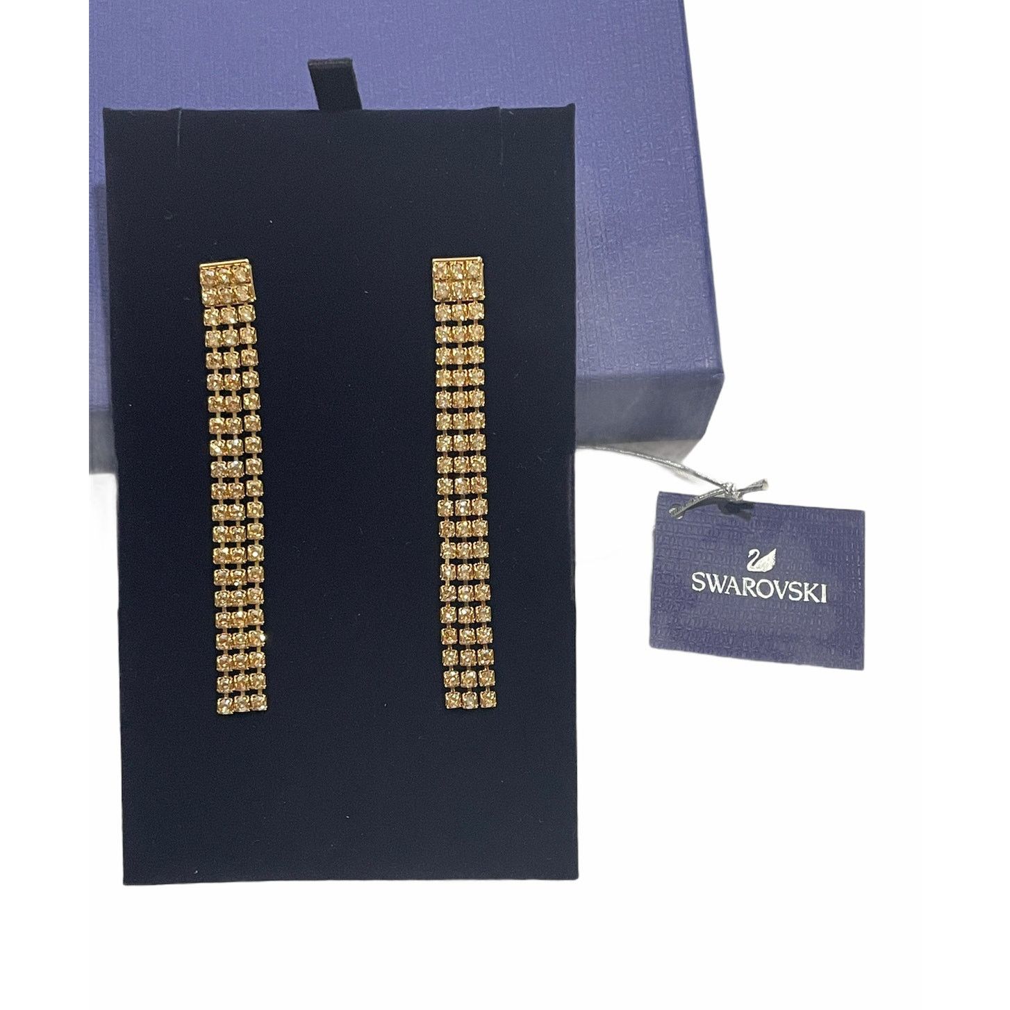 Swarovski Swarovski Goldtone Crystal Long Linear Curtain Earrings Size ONE SIZE - 2 Thumbnail