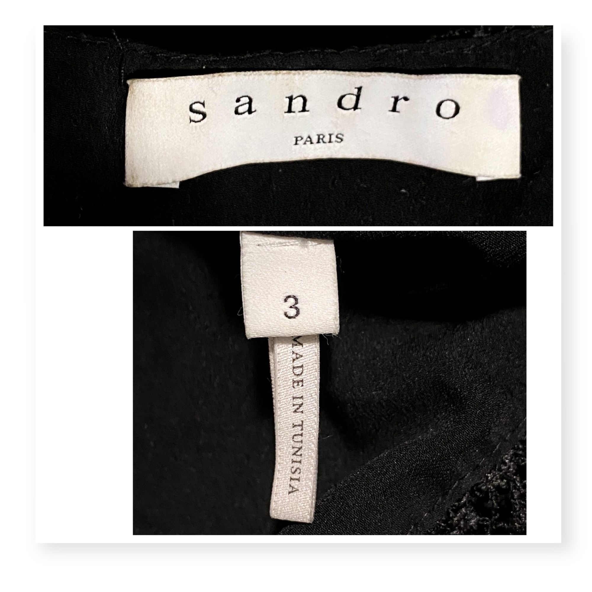 Sandro Sandro Lindsey black pinked crocheted dress, Size 3/L Size L / US 10 / IT 46 - 3 Thumbnail