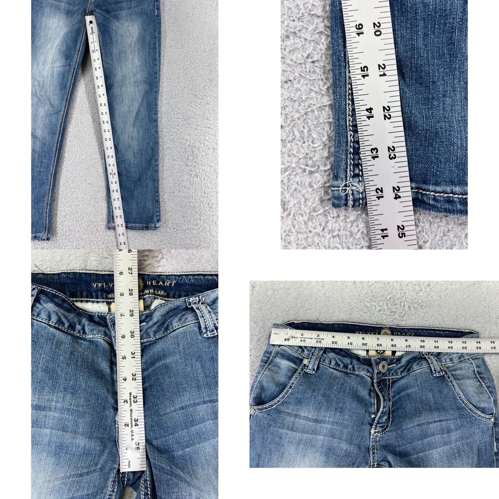 Velvet Velvet Heart Jeans Women's 6 Blue Denim Straight Leg Low Rise 26x24 Cotton 5-Pocket Heart Womens Size 28" / US 6 / IT 42 - 8 Thumbnail