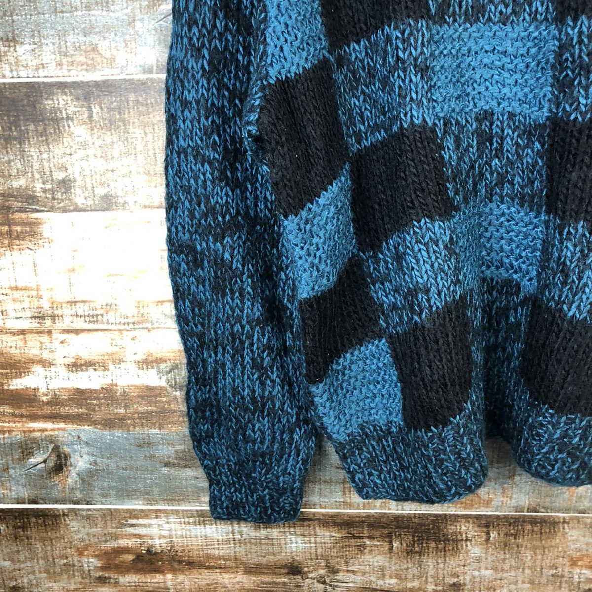 Vintage Smotz Blue Checkred handknit Knitwear #A1375 Size US L / EU 52-54 / 3 - 7 Thumbnail