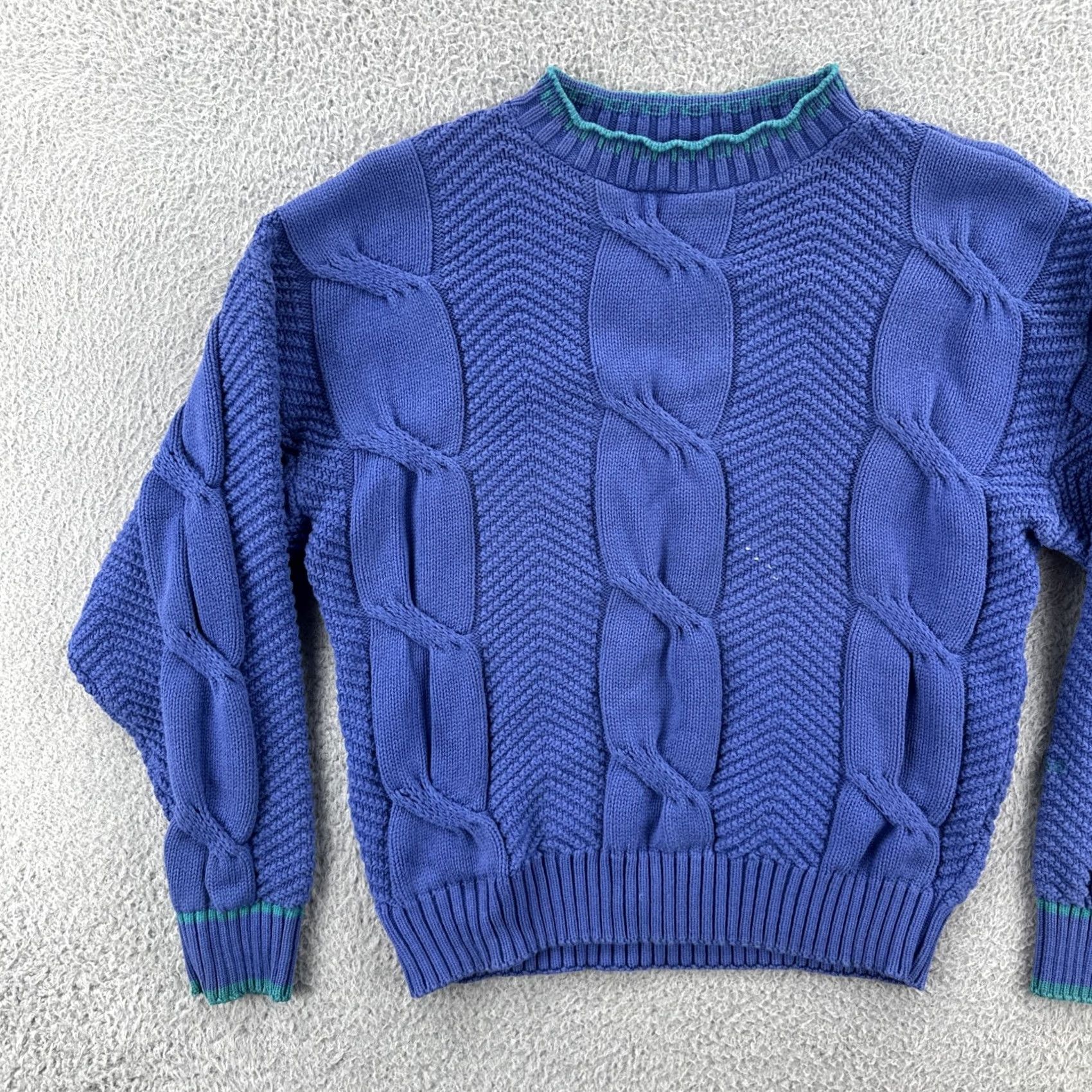 Vintage VINTAGE Sportswear Sweater Women Large Blue 90s Chunky-Knit Crew Neck Cotton Pullover Shirt Womens Size L / US 10 / IT 46 - 3 Thumbnail