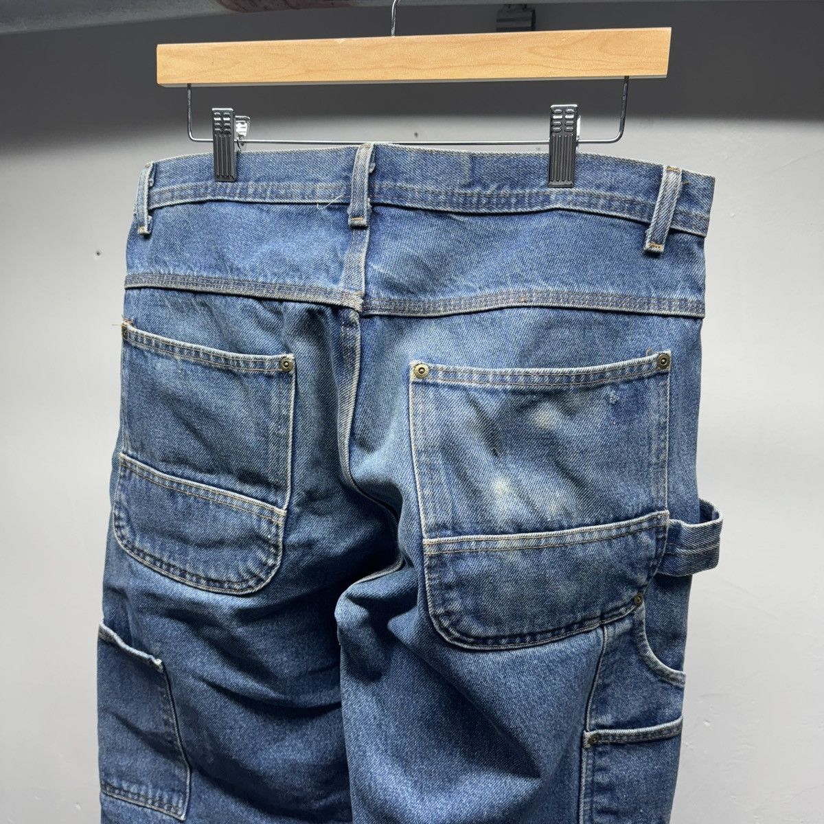 Vintage VINTAGE KEY THRASHED FADED DOUBLE KNEE DENIM JEANS Size US 34 / EU 50 - 6 Thumbnail