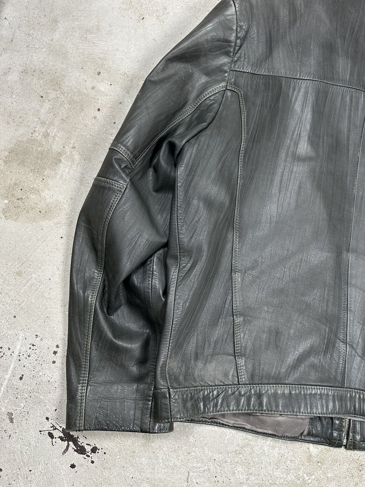 Genuine Leather Vintage Y2K Distressed Bottle Green Genuine Leather Jacket Size US XXL / EU 58 / 5 - 12 Thumbnail