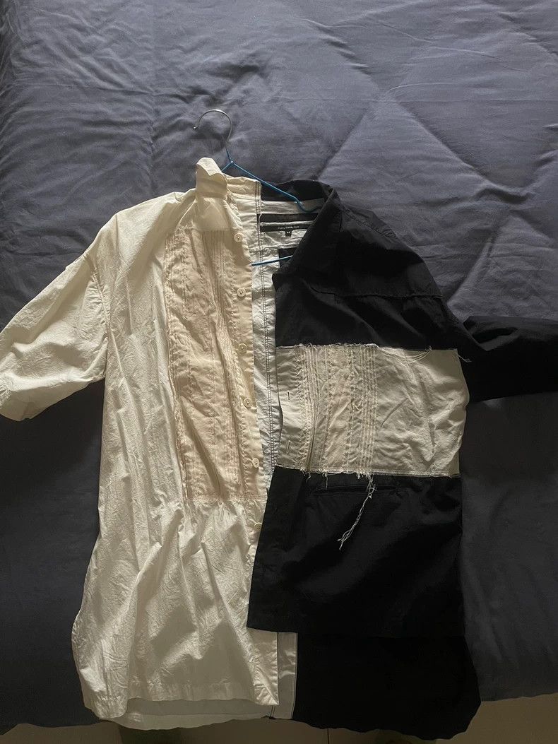Ziggy Chen Asymmetrical Black and White Men's Shirt Size US M / EU 48-50 / 2 - 1 Thumbnail