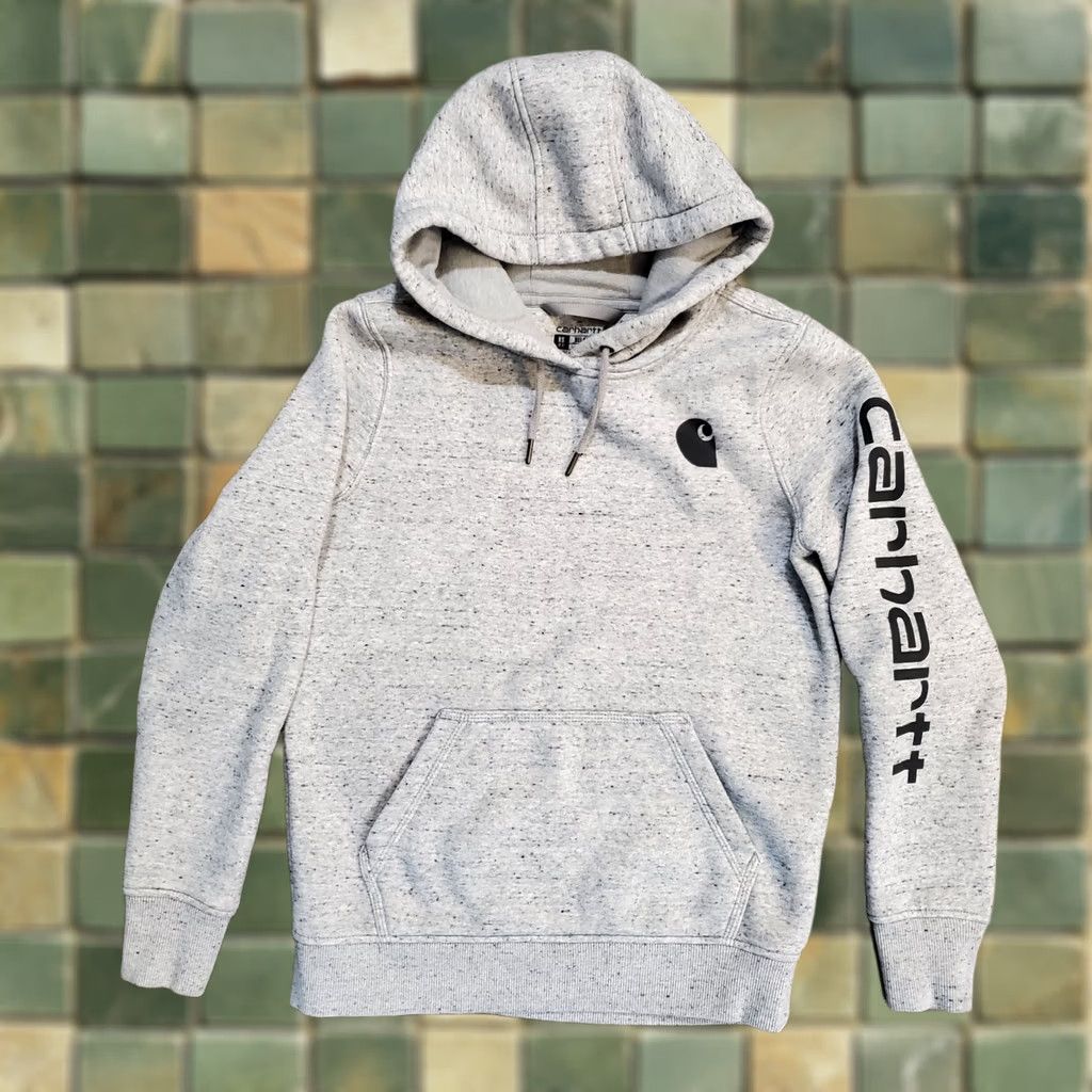 Carhartt Carhartt Hoodie Womens XS Gray Asphalt Heather Relaxed Fit Logo Sleeve Graphic Size XS / US 0-2 / IT 36-38 - 1 Thumbnail