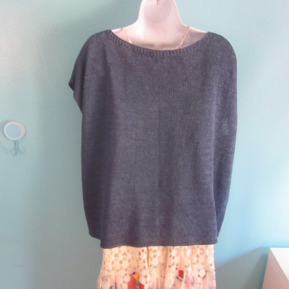 3.1 Phillip Lim Blue Linen Loose Sweater Pullover One Size Maevy Size ONE SIZE - 4 Thumbnail