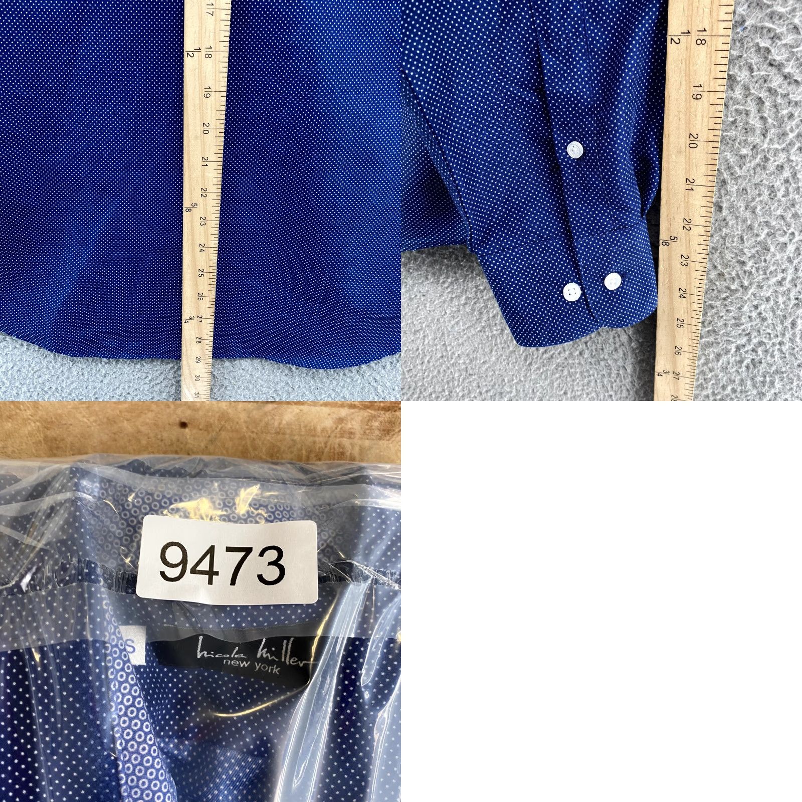 Nicole Miller Nicole Miller Dress Shirt Men's M 15-15.5 Blue Polka Dot Flip Cuff Office Preppy Shirt Dress Shirt Mens M 15-15.5 Blue Polka Dot Flip Cuff Size 40R - 8 Thumbnail
