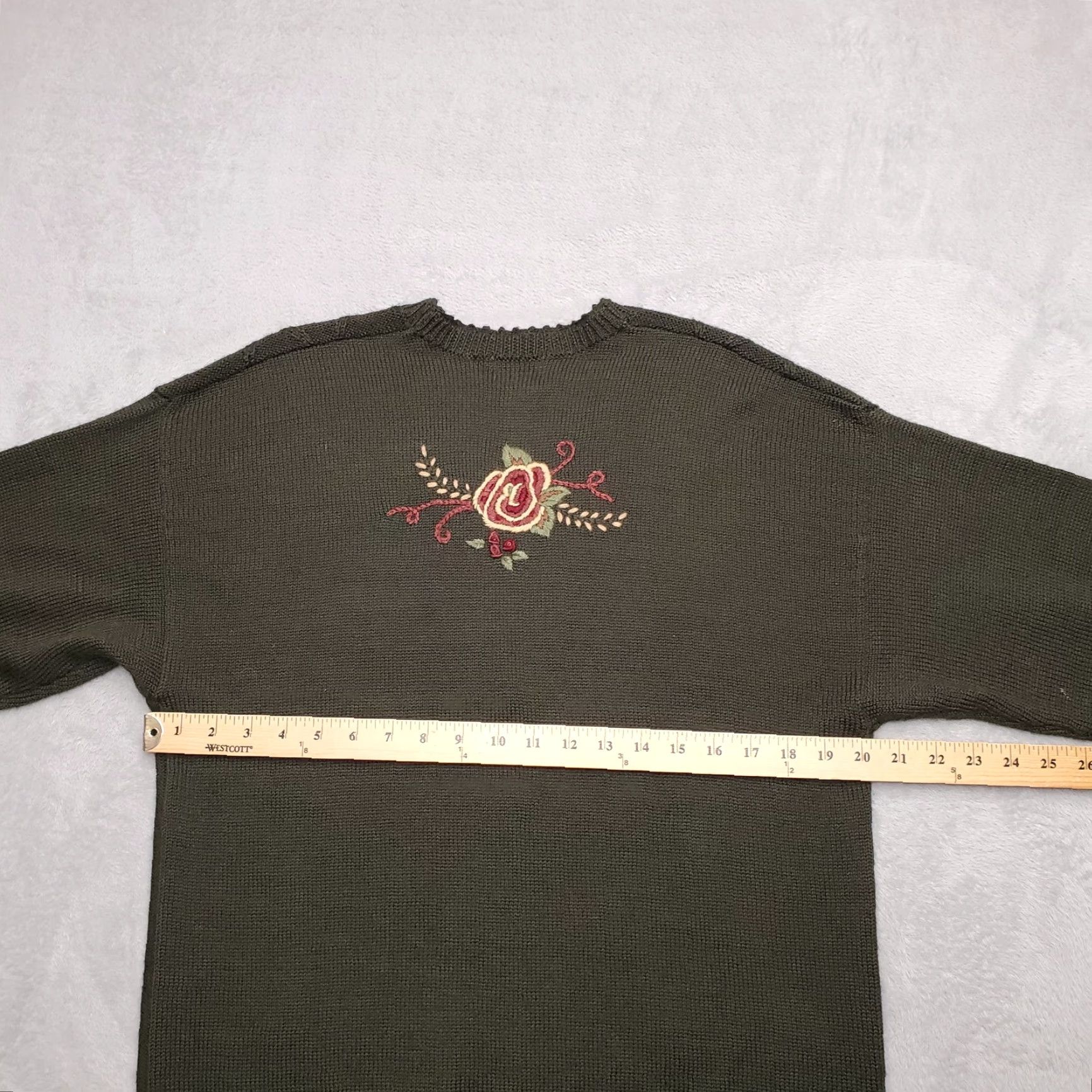 Vintage Vintage Koret Sweater Womens Large Green Wool Blend Flowers Embroidered Cardigan Size L / US 10 / IT 46 - 6 Thumbnail