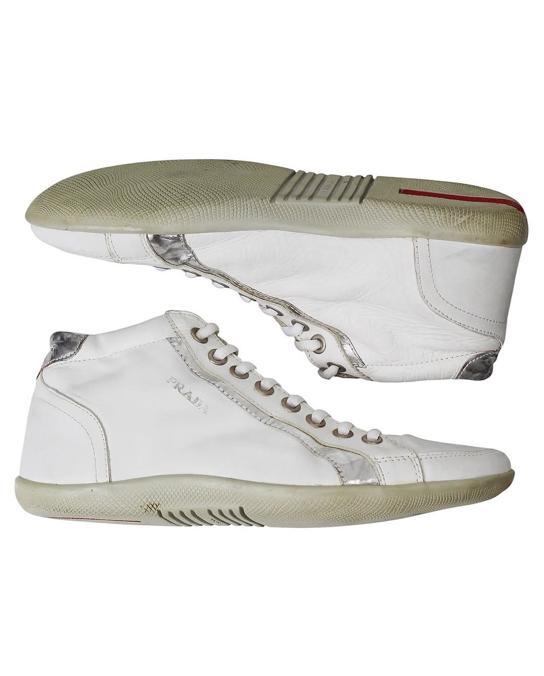 Prada 2000S PRADA LINEA ROSSA WHITE MID-TOP SNEAKERS Size US 8 / EU 41 - 3 Thumbnail