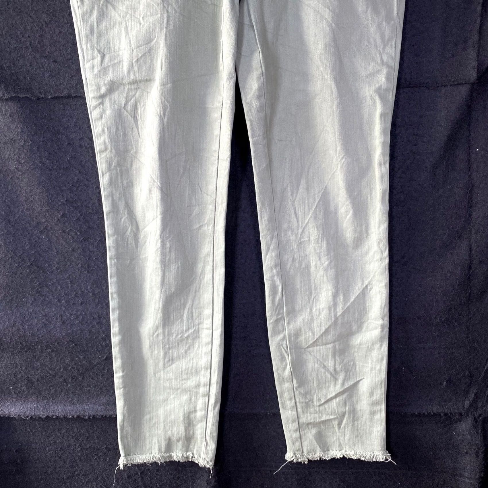 Ann Taylor LOFT Womens Pants Green Denim High Rise Slim Leg Raw Hems Stretch 6 Size 28" / US 6 / IT 42 - 3 Thumbnail