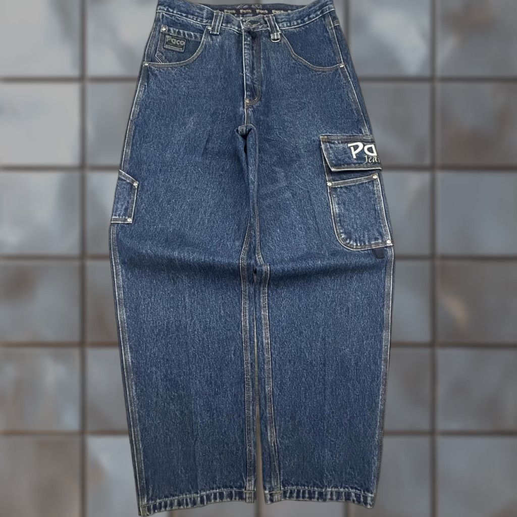 Vintage VINTAGE Paco Jeans Mens 32x32 Blue Baggy Cargo Carpenter Wide Leg Y2K Streetwear Size US 32 / EU 48 - 1 Thumbnail