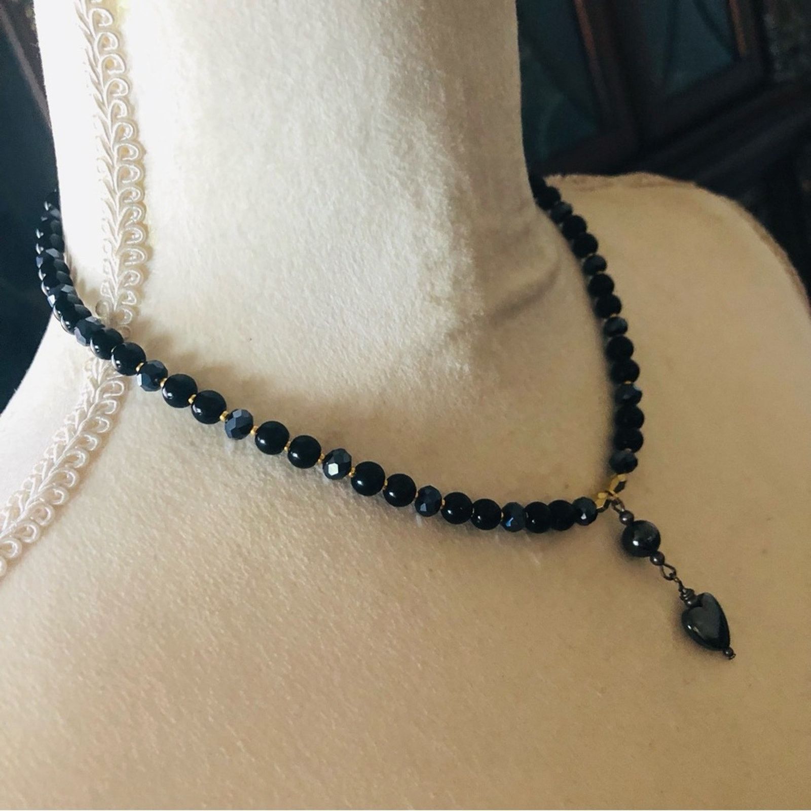 Handmade Handcrafted repurpose heart hematite Pearl necklace Size ONE SIZE - 3 Thumbnail