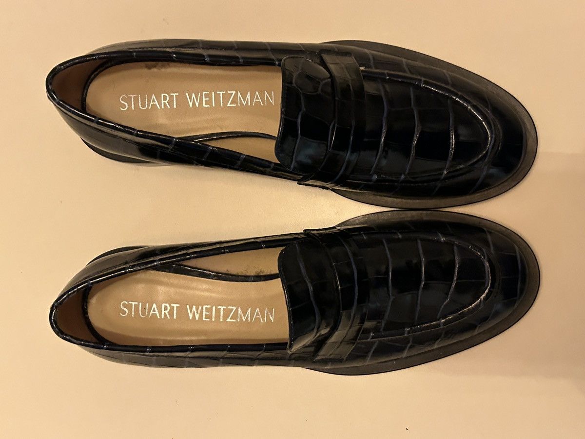 Stuart Weitzman STUART WEITZMAN NAVY CROC LOAFERS Size US 9.5 / IT 39.5 - 6 Thumbnail