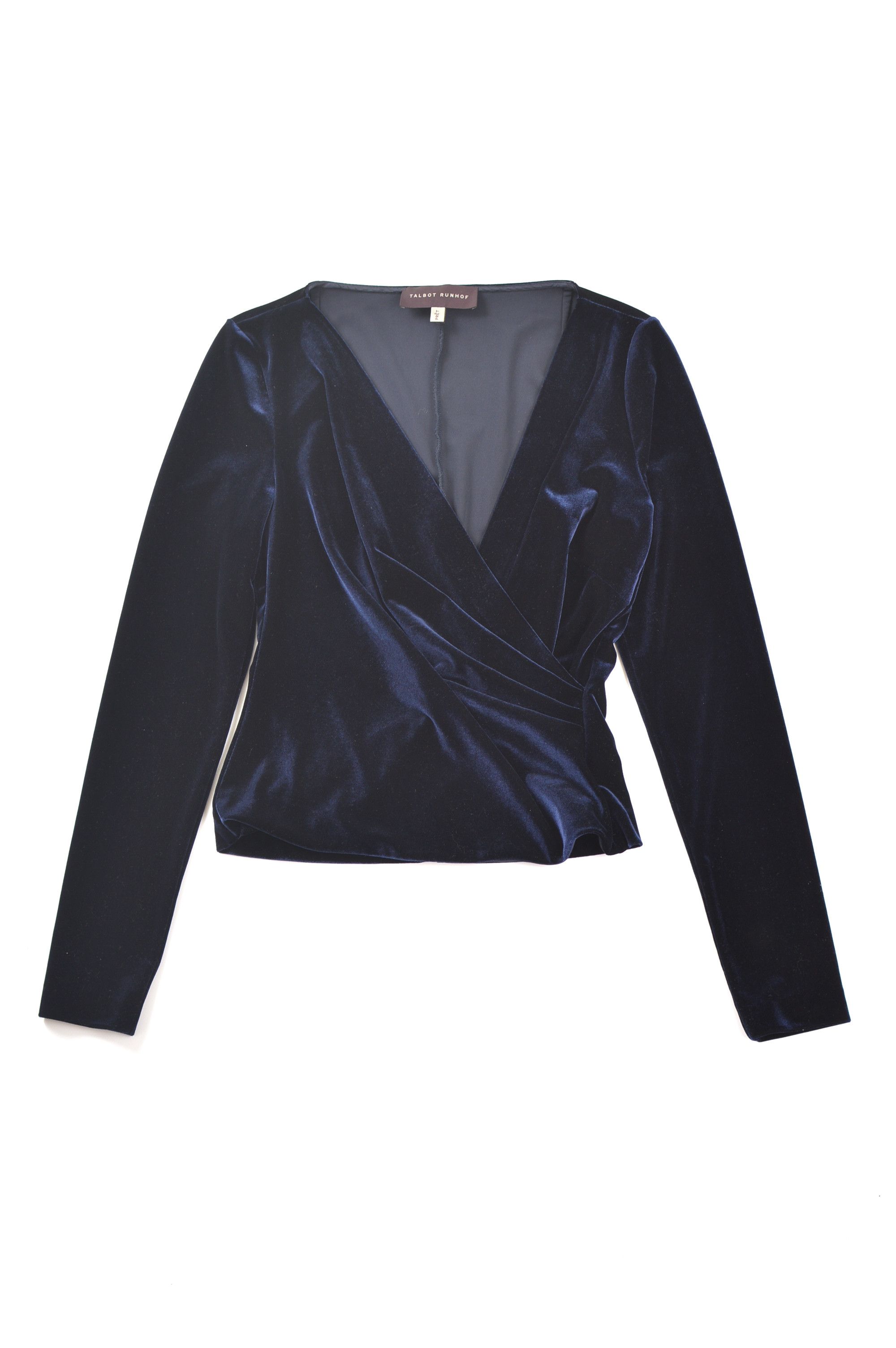 Other Talbot Runhof Cassiopeia Navy Stretch Velvet Blouse Top Size S / US 4 / IT 40 - 1 Thumbnail