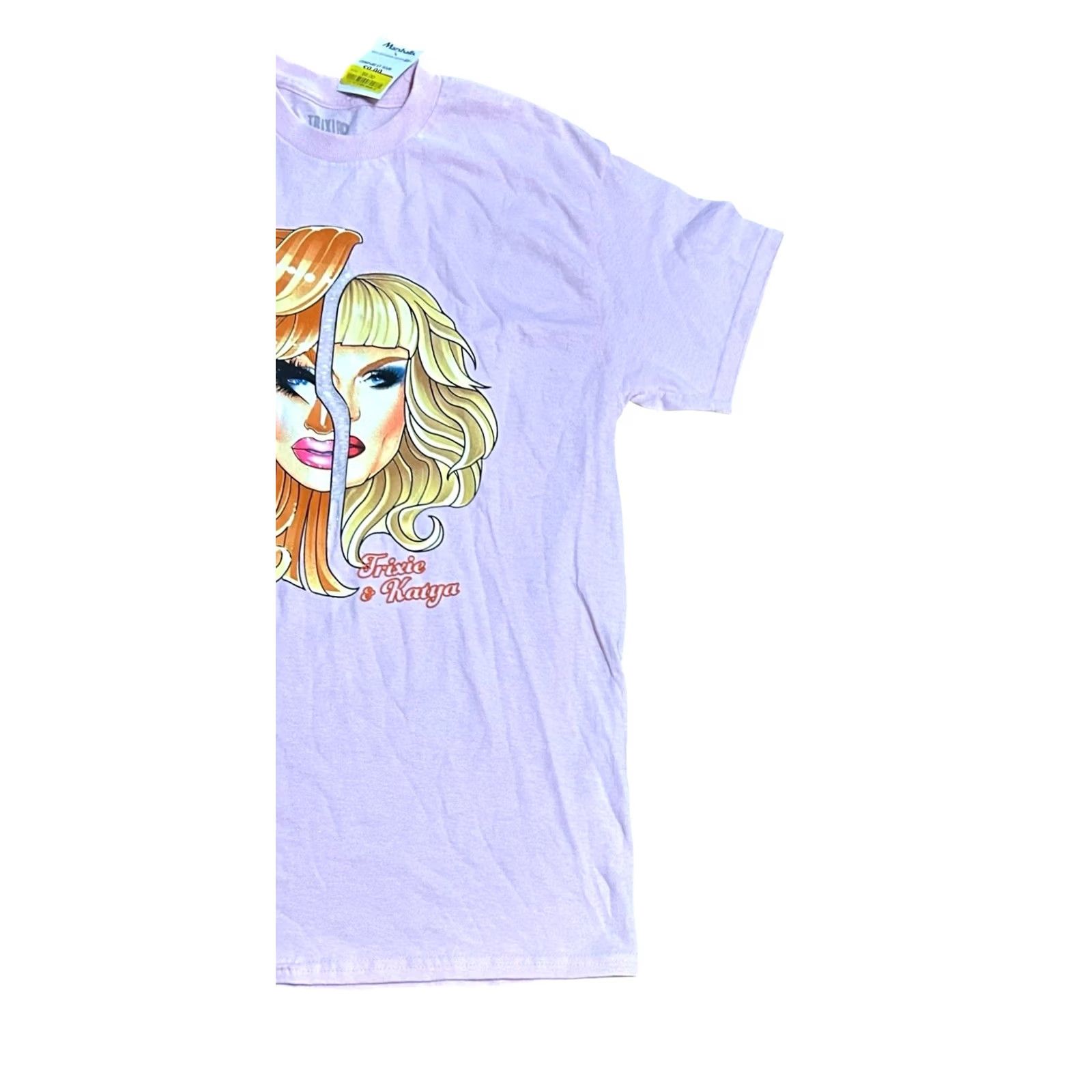 Vintage Trixie & Katya Pink Women’s T-Shirt NWT Sz Medium Short Sleeve Tee 2 Face Print 90s Size M / US 6-8 / IT 42-44 - 3 Thumbnail