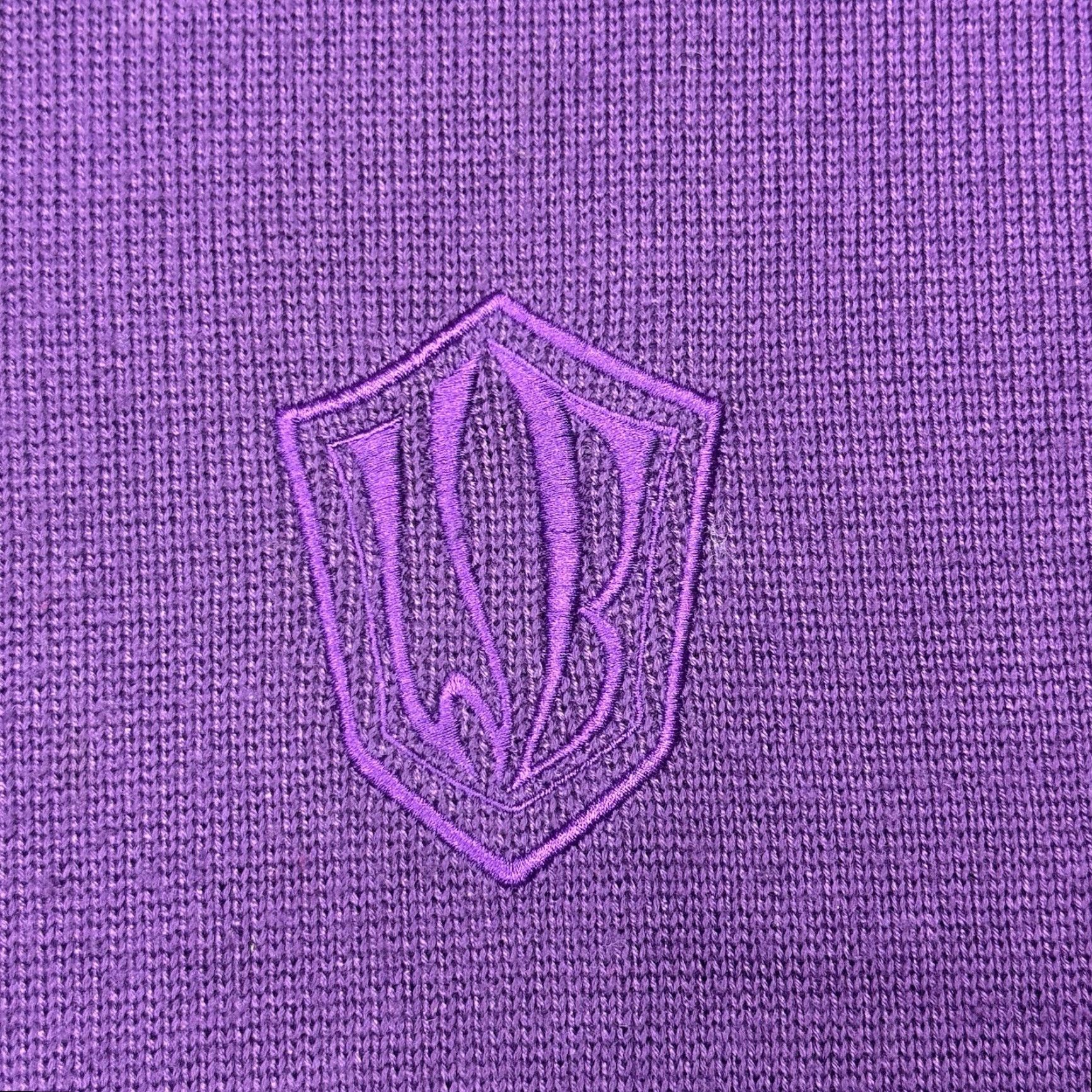 Vintage VINTAGE Warner Bros. Logo Knit Sweater Shirt Large Purple Unisex Adults Crew Neck Embroidered Pullover Han/WB Crew 90s/College/Geek Theme Mens Womens Size L / US 10 / IT 46 - 3 Thumbnail