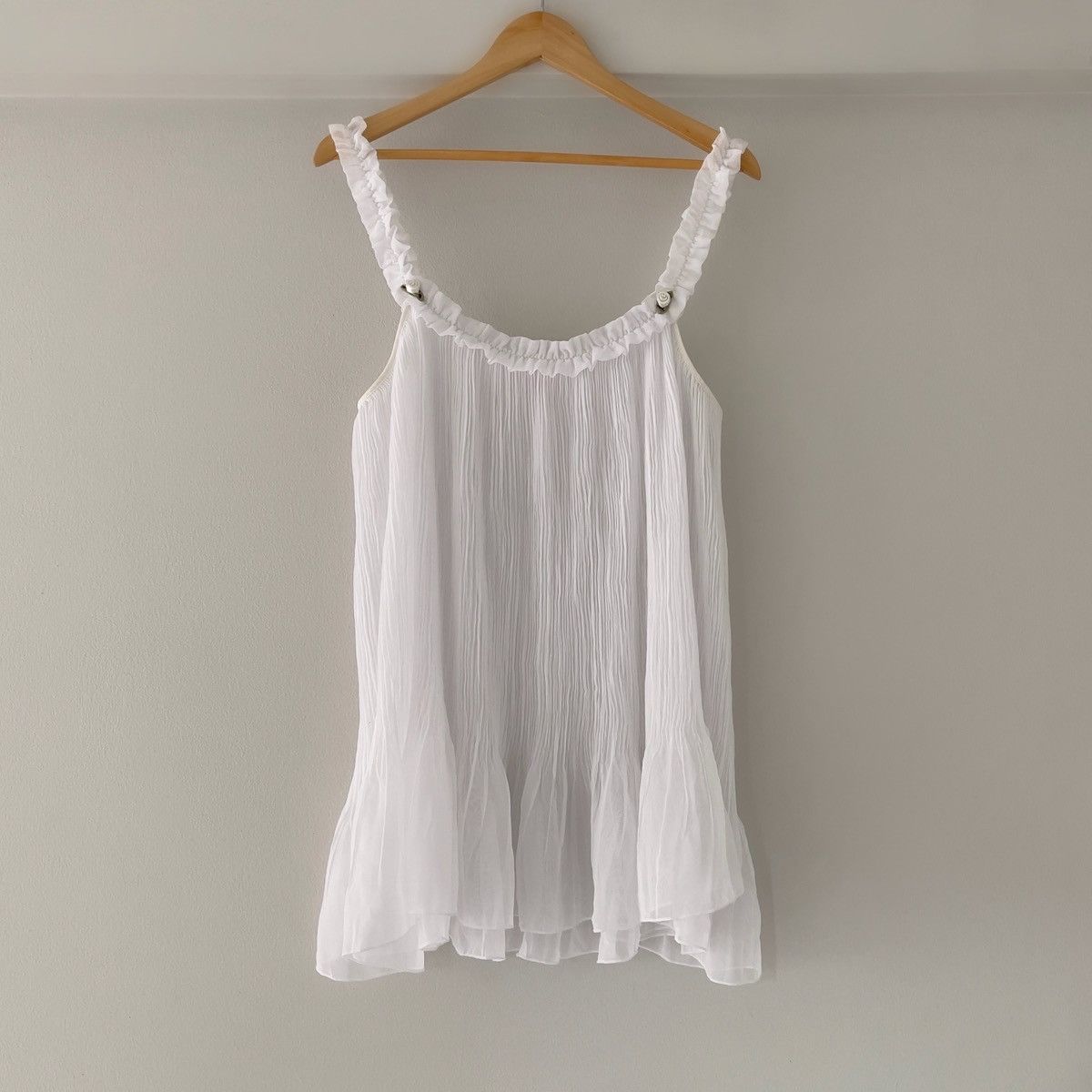 Victoria's Secret Victoria’s Secret White Chiffon Mini Slip Dress (L–XL) Size XL / US 12-14 / IT 48-50 - 12 Thumbnail
