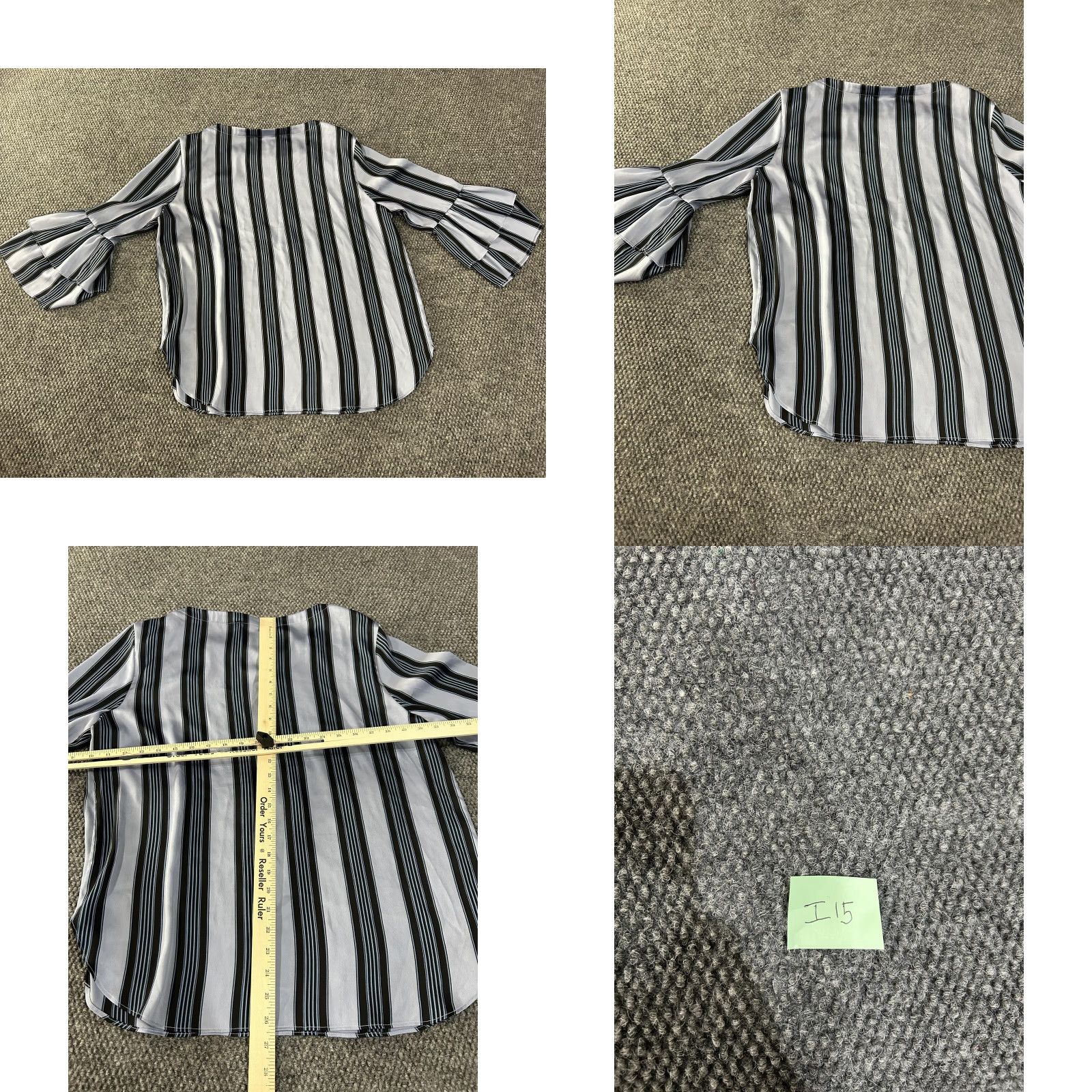 Loft VINTAGE? LOFT Shirt Womens L Black White Stripe Bell Sleeve Blouse Top Work Size L / US 10 / IT 46 - 8 Thumbnail